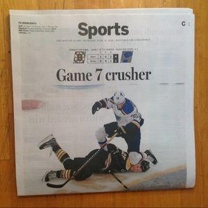 St Louis Blues Stanley Cup Boston Globe Newspaper